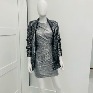 Alice & Olivia silver mini dress